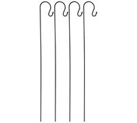 4 x Shepherds Crook Black Metal Garden Border Hooks (1m)