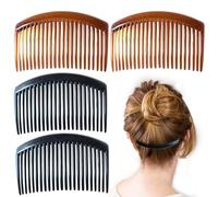 4 x Side Combs Approx. 8 x 5 cm Havana Brown and Black Split Tooth Comb