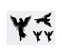 4 x 'Silhouette of an Angel' Temporary Tattoos - Water Resistant, Skin-Safe, Non-Toxic Transfers, Mixed Sizes (TO00072392)