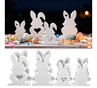 4 x silicone moulds, casting moulds, rabbit treabear, silicone mould, Easter bunny with heart, casting moulds, silicone spring, silicone moulds, heart