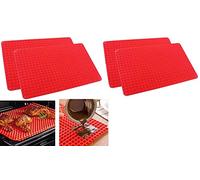 4 x Silicone Pyramid Baking Cooking Mat Diamond Chef Tray Oven Non-Stick Value 1 2 Pack, Reducing Healthy Heat-Resistant for Grilling BBQ 15.1 X 10.6Inch Color Red Presented by MarysDe@lz