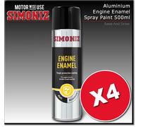 4 x Simoniz Engine Enamel Aluminium Aerosol Car Spray Paint 500ml SIMVHT31D