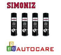 4 x Simoniz Satin Black Acrylic Spray 500ml Professional Auto Paints