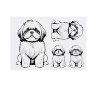 4 x 'Sitting Shih Tzu' Temporary Tattoos - Water Resistant, Skin-Safe, Non-Toxic Transfers, Mixed Sizes (TO00078730)