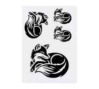 4 x 'Sleepy Fox' Temporary Tattoos - Water Resistant, Skin-Safe, Non-Toxic Transfers, Mixed Sizes (TO00083398)