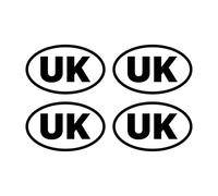 4 x Small UK Car Stickers - Black White Clear Background Oval Self-Adhesive Vinyl New Stickers