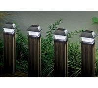 4 X Smart Garden Solar Black Garden Fence Post Top Lights Super Bright White Led
