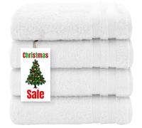 4 X Soft Premium Cotton Hand Towel 100% Egyptian Cotton High Absorbent 50x80cm Extra Think Hand Towels Spa Hotel Quality 500-GSM (White)