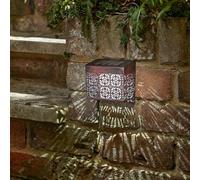 4 x Solar Powered Moroccan Style Wall, Fence or Post Lights - 5 Lumen Bronze Effect Outdoor Garden Silhouette Lighting for Patio, Decking, Pathway, Doorway, Yard, Balcony - Each H11 x W12 x D6cm