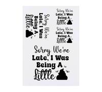 4 x 'Sorry We Are Late Funny Toddler Child Quotes' Temporary Tattoos - Water Resistant, Skin-Safe, Non-Toxic Transfers, Mixed Sizes (TO00081224)