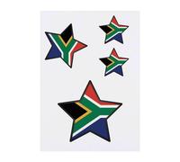 4 x 'South Africa Star' Temporary Tattoos - Water Resistant, Skin-Safe, Non-Toxic Transfers, Mixed Sizes (TO00064794)