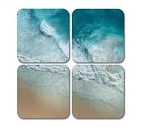 4 x Square Beach Coasters - Sand Sea Ocean Waves Holiday Sun Jigsaw Gift #78347