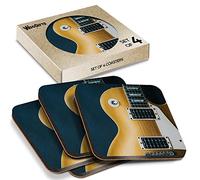 4 x Square Coasters - Electric Guitar Music Player Cork Backed MDF Glossy Tea Coffee Accessory #63087