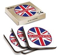 4 x Square Coasters - Gloucester England Rustic UK GB Travel Cork Backed MDF Glossy Tea Coffee Accessory #59151