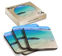 4 x Square Coasters - Isle of Harris Outer Hebrides Scotland Cork Backed MDF Glossy Tea Coffee Accessory #51237