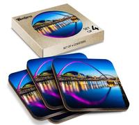 4 x Square Coasters - Newcastle Quayside England City Cork Backed MDF Glossy Tea Coffee Accessory #51554