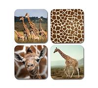 4 x Square Giraffe Coasters - Print Pattern Animals Safari Giraffes Gift #77933