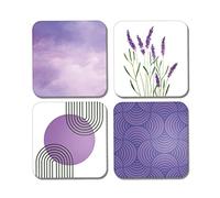 4 x Square Purple Coasters - Lavender Violet Clouds Abstract Floral Gift #77938