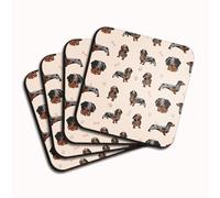 4 x Square Tri Merle Dachshund Coasters - Sausage Dog Puppy Pets Dogs Lover Fan Tri-Merle Animals Birthday Men Women Drinks Home Set #82853