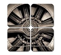 4 x Square Vintage Engine Coasters - Propeller Plane Aircraft Jigsaw Gift #78345