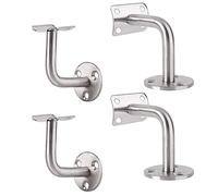 4 x Stainless Steel Wall Brackets, Wall Bracket, Wall mounting Rail, 90° Tube Bracket, for Indoor Walls, loft, Hand Rails, Staircase Brackets.