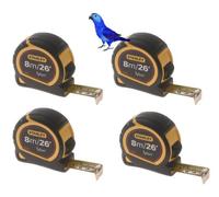4 x Stanley 8m / 26ft Pocket Tape Measure with Tylon Blade 1-30-656 4 PACK