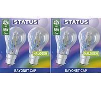 4 x STATUS 42W (=55W-60W) BC B22 B22d GLS Eco Halogen Classic Energy Saving Light Bulbs, Dimmable Lamps, Bayonet Cap, 630 Lumen, Mains 240V Standard Globes