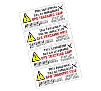 4 x Stickers Equipment GPS Tracking Device Chip Security Warning Signs TV DVD Safety Decals Surveillance Labels Anti-Theft Protection 75x30mm