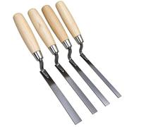 4 x Strong Finger Pointing Trowel Set 8, 10, 12, 14 mm Carbon Steel Flat Spring Tuck Pointing Tools with Wooden Handles for Brick Repointing, Mortar Joint Repair, Masonry Work, Brickwork Restoration