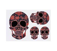 4 x 'Sugar Skull' Temporary Tattoos - Water Resistant, Skin-Safe, Non-Toxic Transfers, Mixed Sizes (TO00078764)