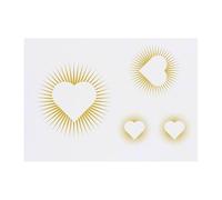 4 x 'Sunshine Heart' Temporary Tattoos - Water Resistant, Skin-Safe, Non-Toxic Transfers, Mixed Sizes (TO00084206)