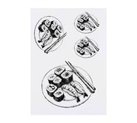 4 x 'Sushi on a Plate ' Temporary Tattoos - Water Resistant, Skin-Safe, Non-Toxic Transfers, Mixed Sizes (TO00070816)