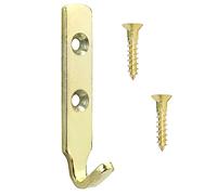 4 x Taskar Heavy Duty Brass J Hook (Picture, Mirror, Coat, Wall Hanger)