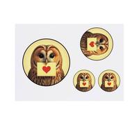 4 x 'Tawny Owl Love Note' Temporary Tattoos - Water Resistant, Skin-Safe, Non-Toxic Transfers, Mixed Sizes (TO00084044)