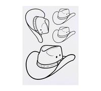 4 x 'Texas Cowboy Hat' Temporary Tattoos - Water Resistant, Skin-Safe, Non-Toxic Transfers, Mixed Sizes (TO00069316)