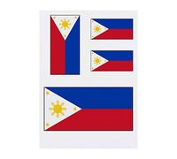 4 x 'The Philippines Flag' Temporary Tattoos - Water Resistant, Skin-Safe, Non-Toxic Transfers, Mixed Sizes (TO00014787)