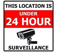 4 x This Location is under 24 Hour surveillance CCTV Camera Warning Sticker Signs - Self Adhesive Backed - Choice of Sizes (100 mm x 100 mm)