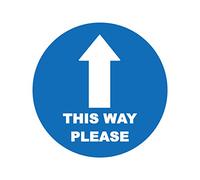 4 x this way please arrow - social distancing landscape floor safety sign self adhesive vinyl weather proof label sticker - 15cm x 15cm - (SC-01)