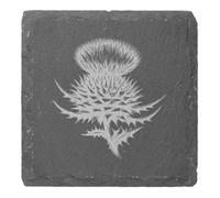 4 x 'Thistle Plant' 10cm Square Slate Coasters (CR00218910)