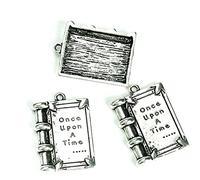 4 x Tibetan Silver Book 'Once Upon A Time' Charms Fairy Tale Goldilocks Beads Jewellery Making Bracelets Necklaces 17mm x 12mm x 3mm