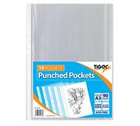 4 X Tiger 10 x PORTRAIT A3 GLASS CLEAR PLASTIC WALLETS Strong Art Poly Punched Pocket Sleeves