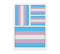4 x 'Transgender Pride Flag' Temporary Tattoos - Water Resistant, Skin-Safe, Non-Toxic Transfers, Mixed Sizes (TO00014731)