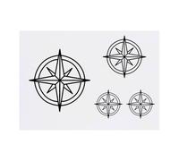 4 x 'Travel Compass' Temporary Tattoos - Water Resistant, Skin-Safe, Non-Toxic Transfers, Mixed Sizes (TO00084712)