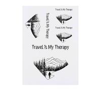 4 x 'Travel Is My Therapy' Temporary Tattoos - Water Resistant, Skin-Safe, Non-Toxic Transfers, Mixed Sizes (TO00084572)
