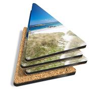 4 x Triangle Coasters - Beach Isle of Iona Scotland Cork Backed MDF Glossy Tea Coffee Accessory #44234