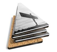 4 x Triangle Coasters - BW - Angel Of The North Newcastle England UK Cork Backed MDF Glossy Tea Coffee Accessory #43632