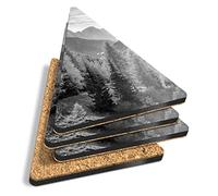 4 x Triangle Coasters - BW - Italian Dolomite Mountains Italy Ski Cork Backed MDF Glossy Tea Coffee Accessory #42809