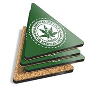 4 x Triangle Coasters - Cannabis Medical Use Only Sign Cork Backed MDF Glossy Tea Coffee Accessory #4652