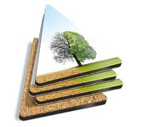 4 x Triangle Coasters - Climate Change Tree Desert Dry Green Cork Backed MDF Glossy Tea Coffee Accessory #52719