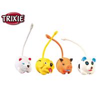 4 X TRIXIE LONGTAILS SQUEAKY LATEX BALLS DOG PUPPY TOY ANIMAL DESIGNS 3462